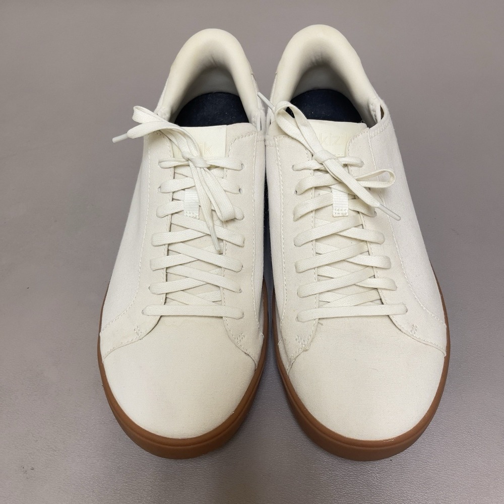 Kizik Irving Shoes Men 11.5 Wide Beige Canvas Hands Free Lace Up Walking Sneaker - Picture 2 of 14